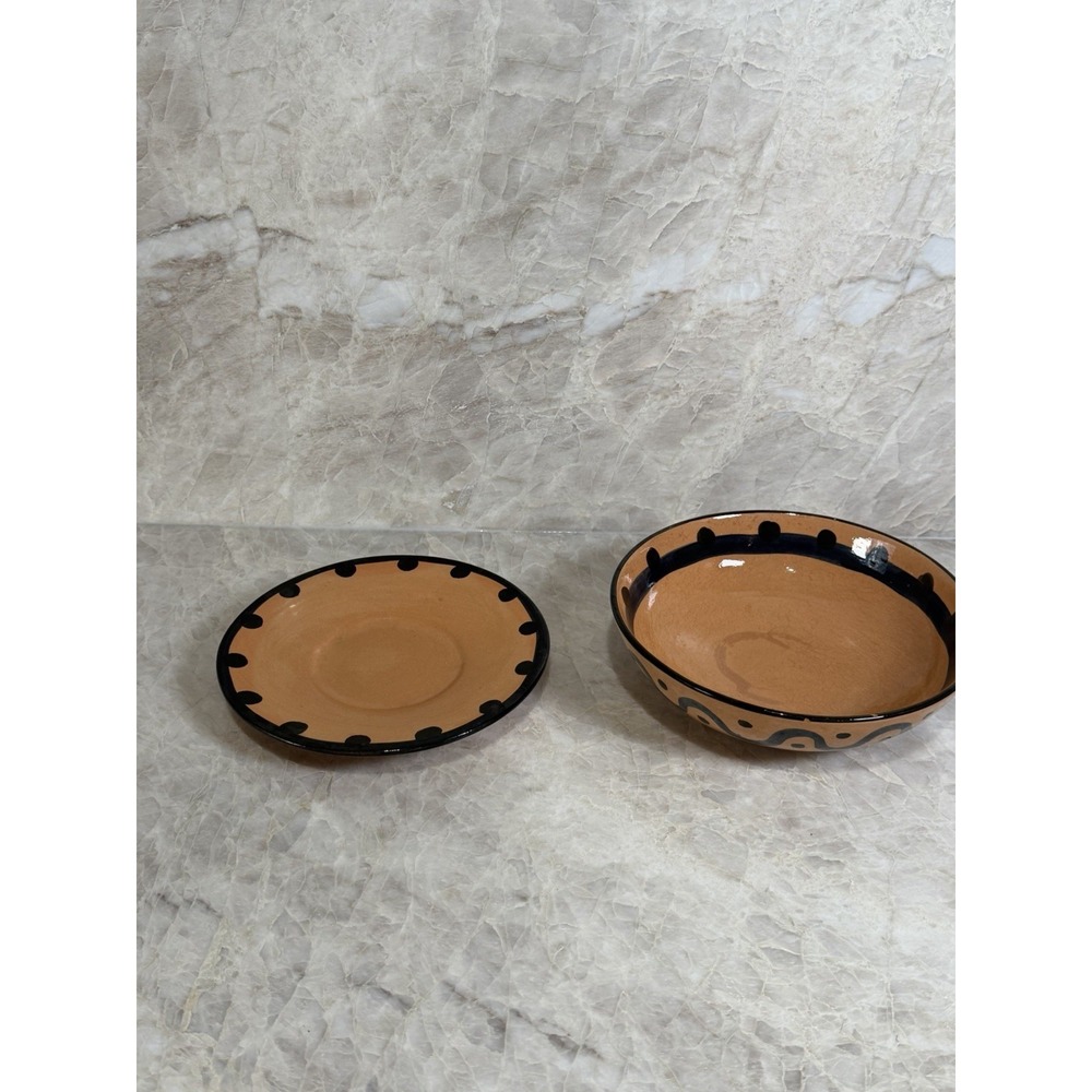 Grazia Deruta Italy Paula Sweet Hand Painted Pottery Bowl & Underplate